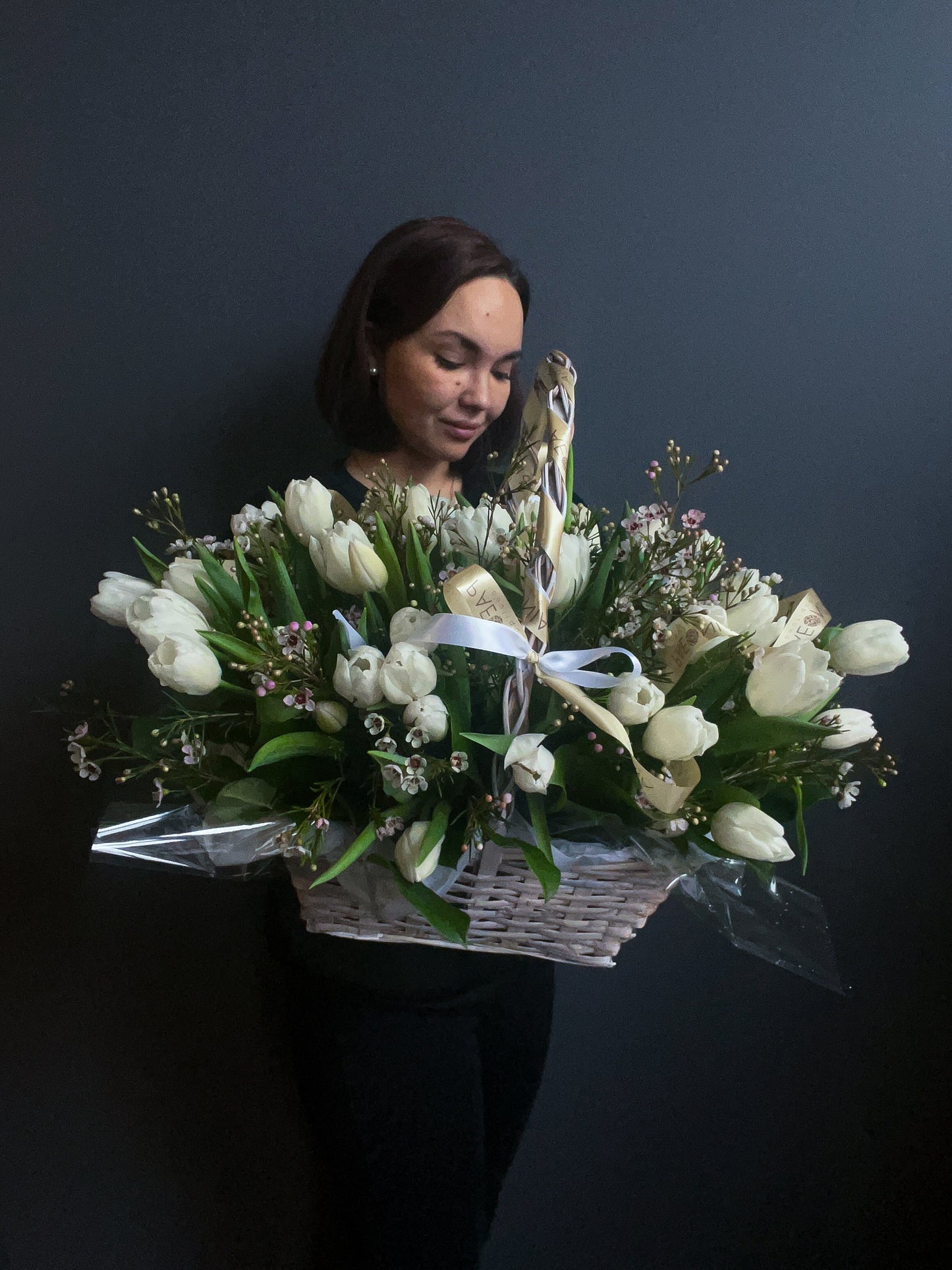 Single tulips + waxflower