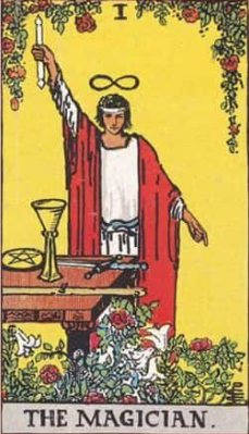1.THE MAGICIAN - orange gladi, red dahlias, ilex
