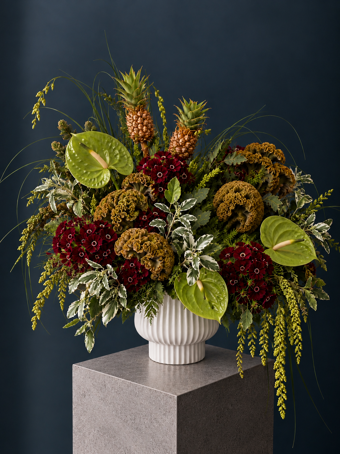 Gucci Inspired Floral Arrangement - carnation, pineapple, anthurium, celosia