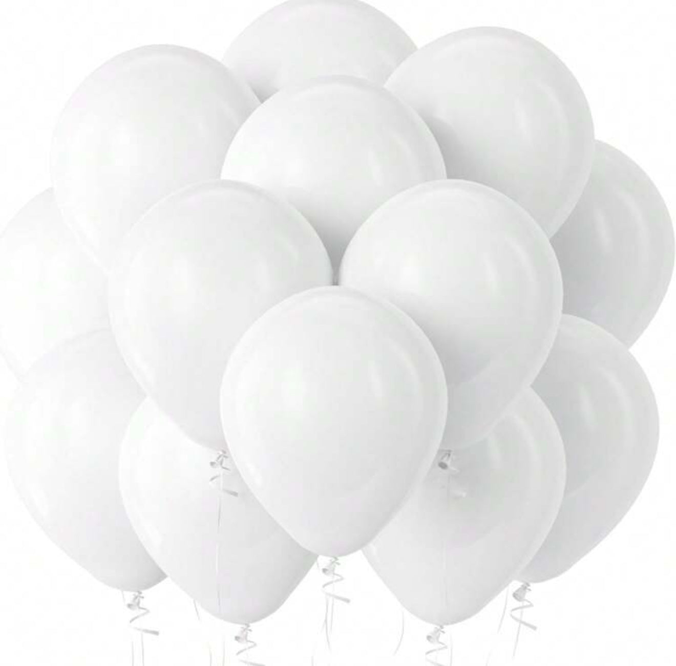 White Latex Balloons 12" + Helium