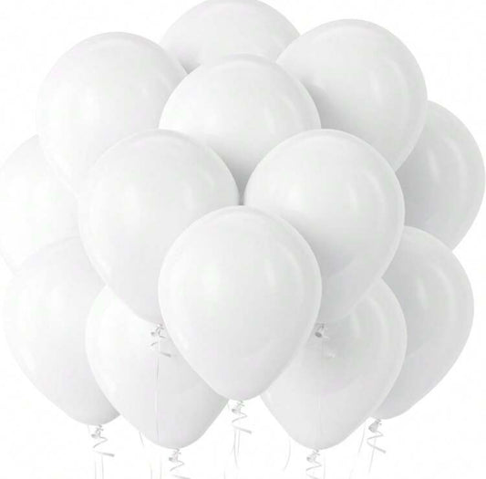 White Latex Balloons 12" + Helium