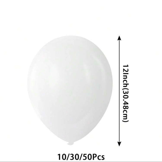 White Latex Balloons 12" + Helium