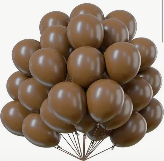 Silk Brown Latex Balloons 12" + Helium