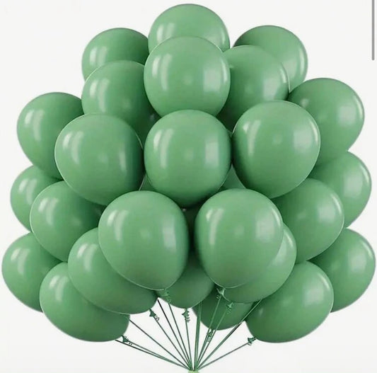Silk Green Latex Balloons 12" + Helium