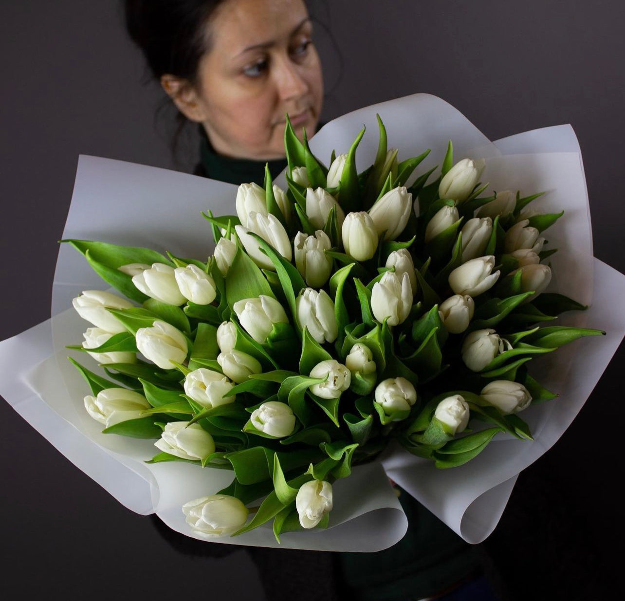 White (single) tulips 50st