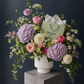 Prada Inspired Floral Arrangement - dahlia, peony roses, matricaria, hydrangea