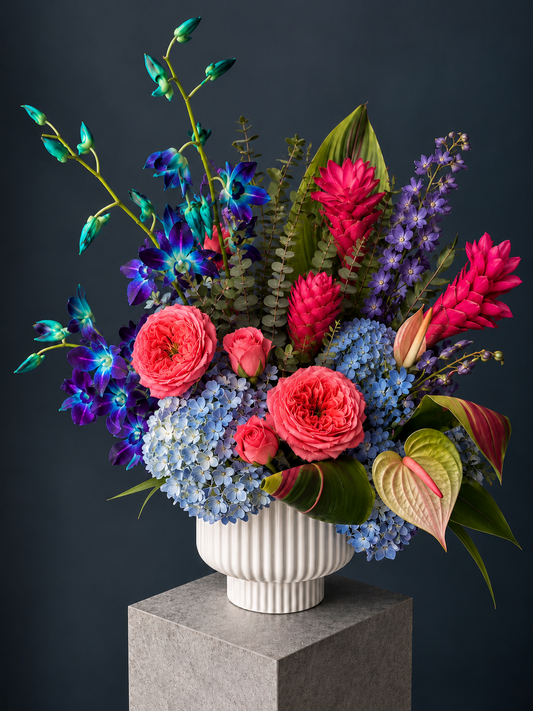 Miu Miu Inspired Floral Arrangement - anthurium, dendrobium, ginger, hydrangea