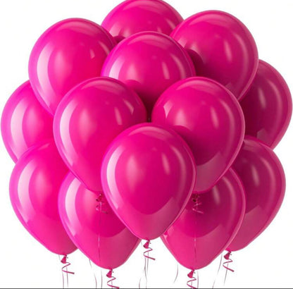 Hot Pink Latex Balloons 12" + Helium
