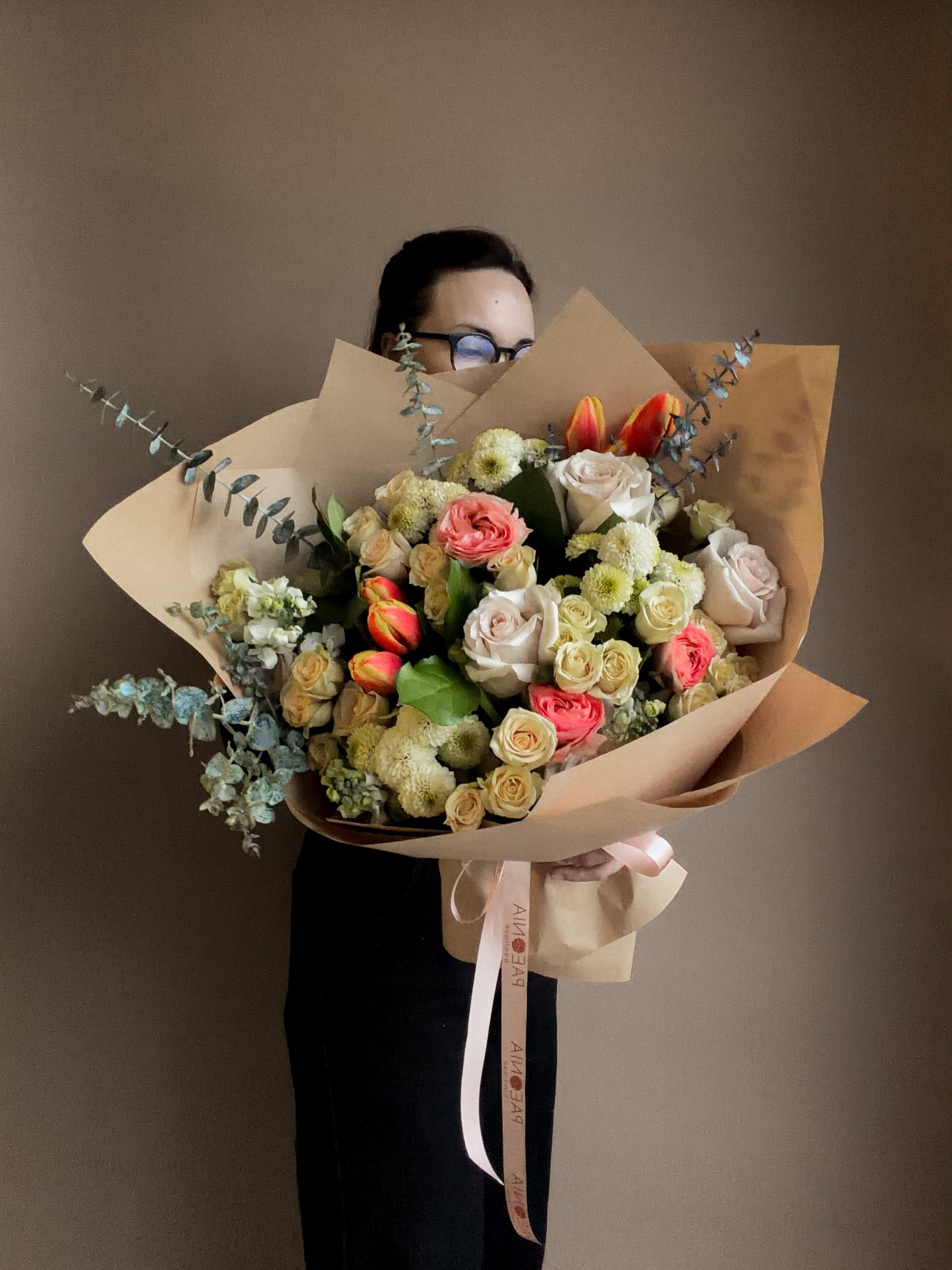 #12 Soft Pastel Garden Bouquet – Roses & Spring Tulips