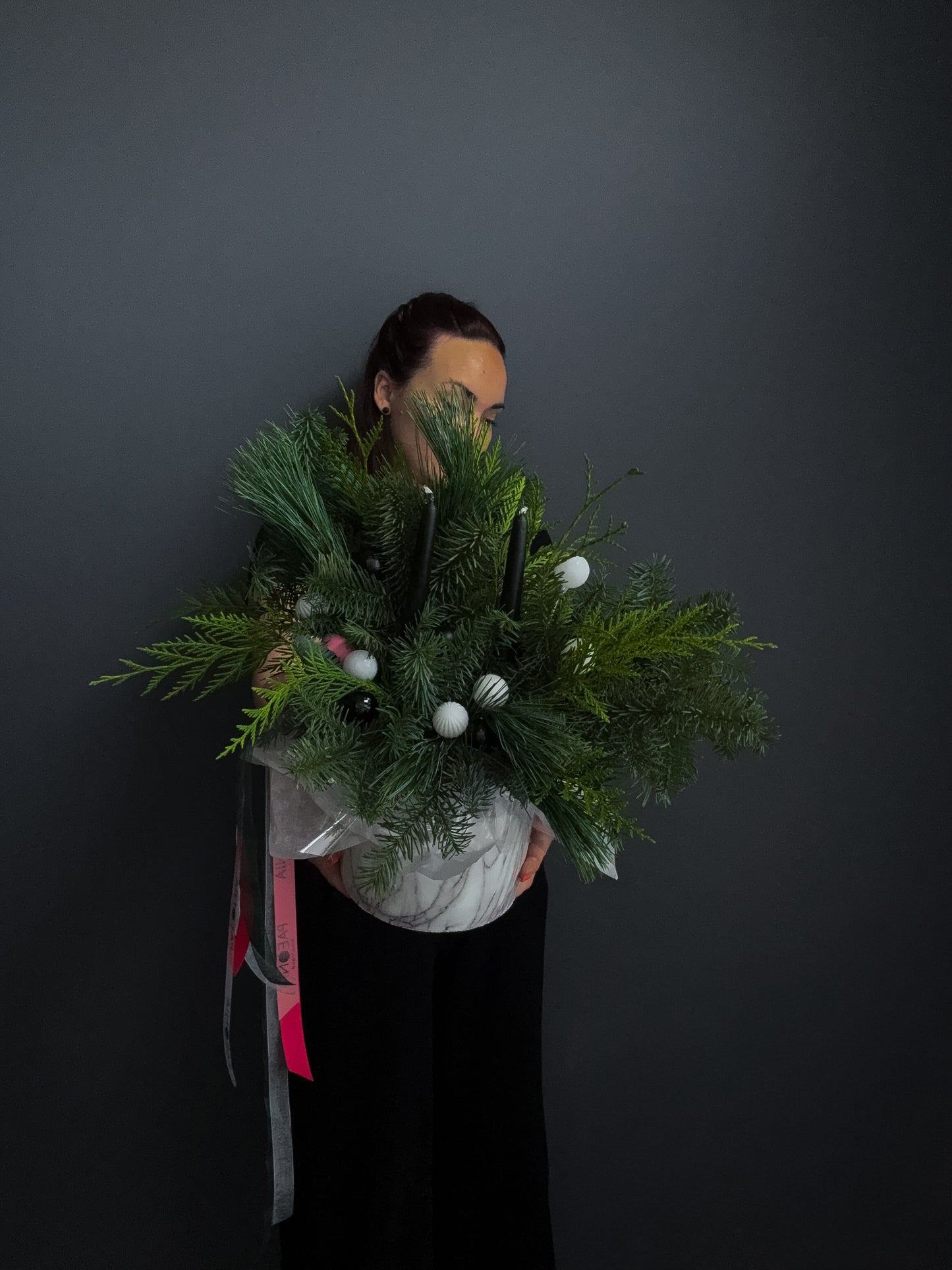 #5 Marble Holiday Arrangement – Black & White Mood