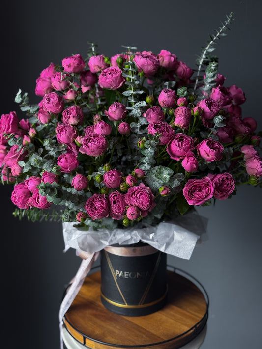 Misty Bubbles Spray Roses Box with Eucalyptus