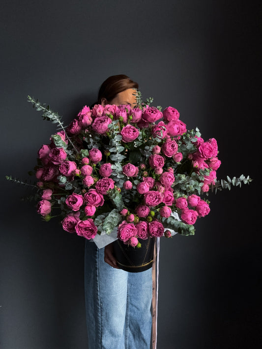 Misty Bubbles Spray Roses Box with Eucalyptus