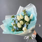 White (single) tulips with Tweedia S